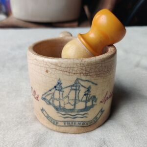Early Old Spice Shaving Mug and Brush Ship Friendship 1942-55 Crazing Patina